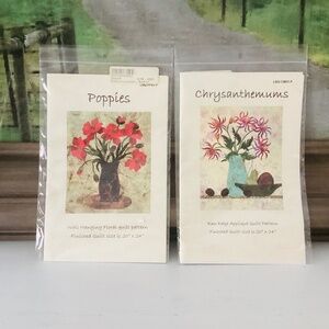 Lot Of 2 Patterns By Laundry Basket Chrysanthemums Poppies Appliqué Quilt
